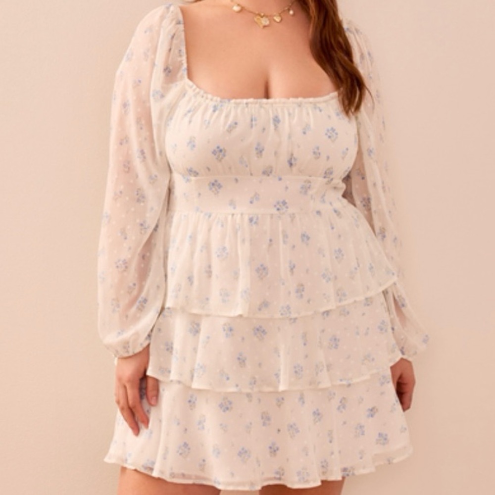 NEW Arula White and Blue Floral Dress Plus Size 0X Available NWT